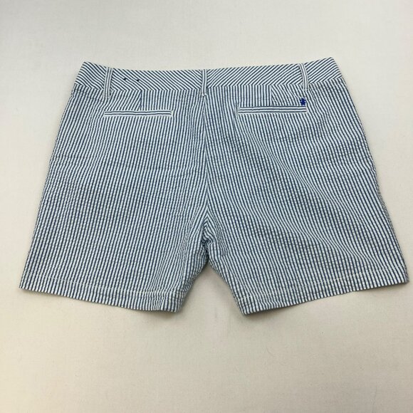 Izod Womens Striped Shorts Seersucker Blue/White Size 14 Pockets - Picture 6 of 8